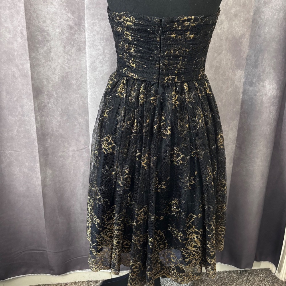 Jill Stuart Sweetheart Strapless Black Gold Lace Cocktail Dress Women 6 - Picture 8 of 14